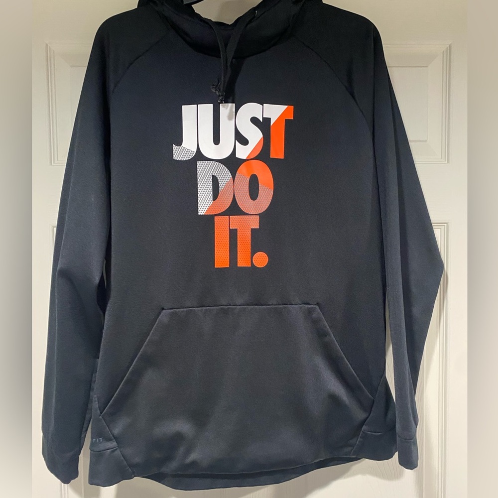 Nike Black Hoodie with Orange and White Just Do It
